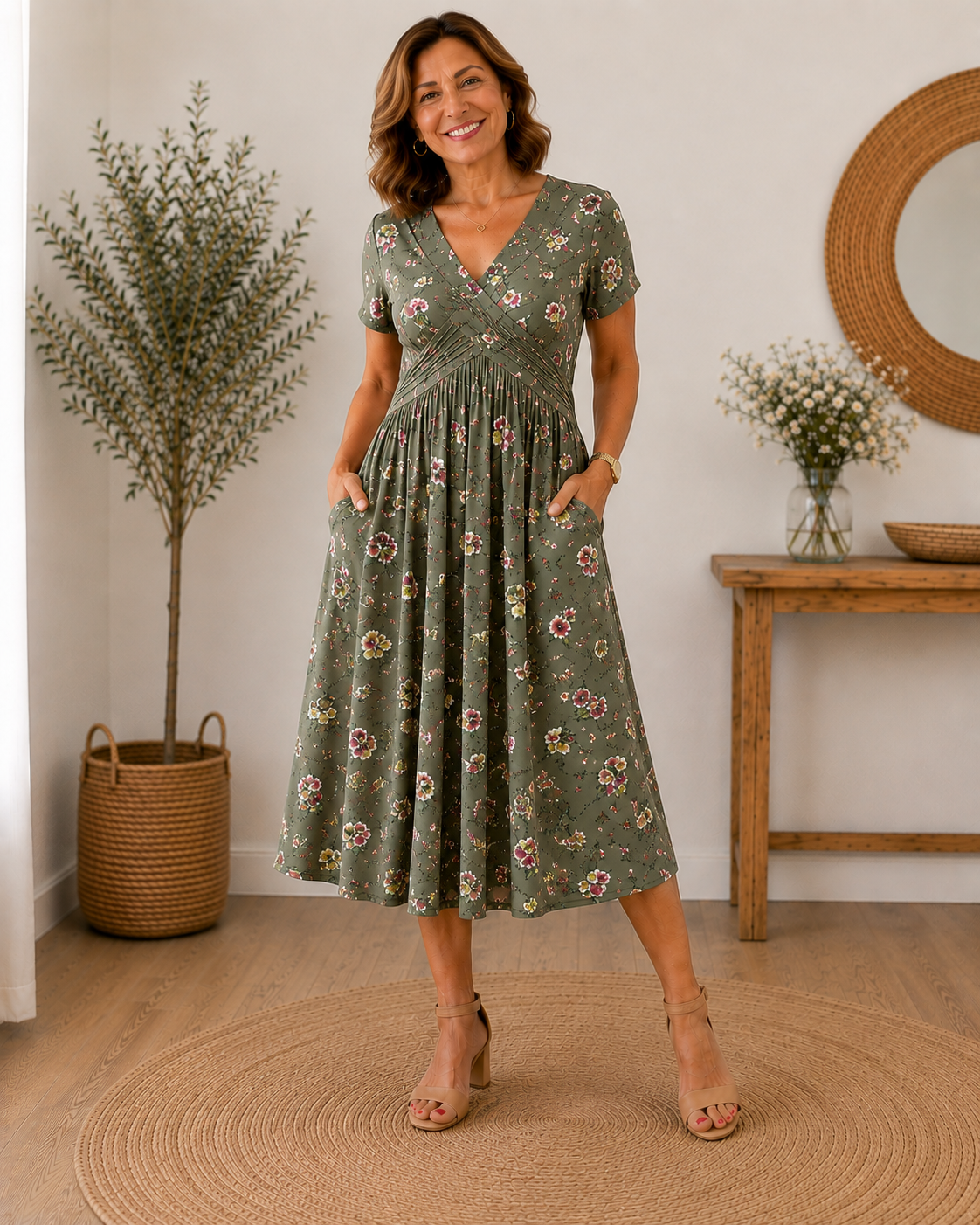 Florencia | Vestido con escote en V y estampado floral