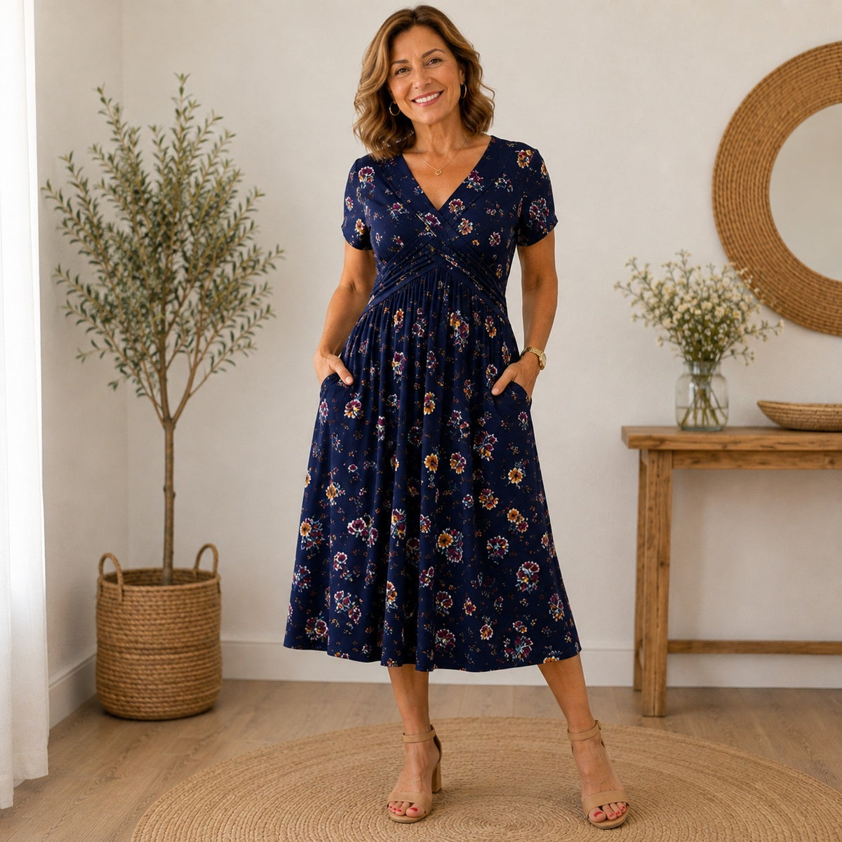 Florencia | Vestido con escote en V y estampado floral