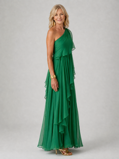 Jennifer | Vestido Largo de Mujer Asimétrico con Volantes