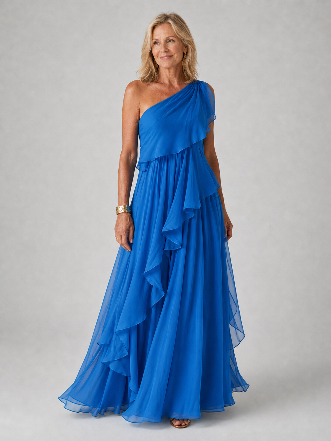 Jennifer | Vestido Largo de Mujer Asimétrico con Volantes