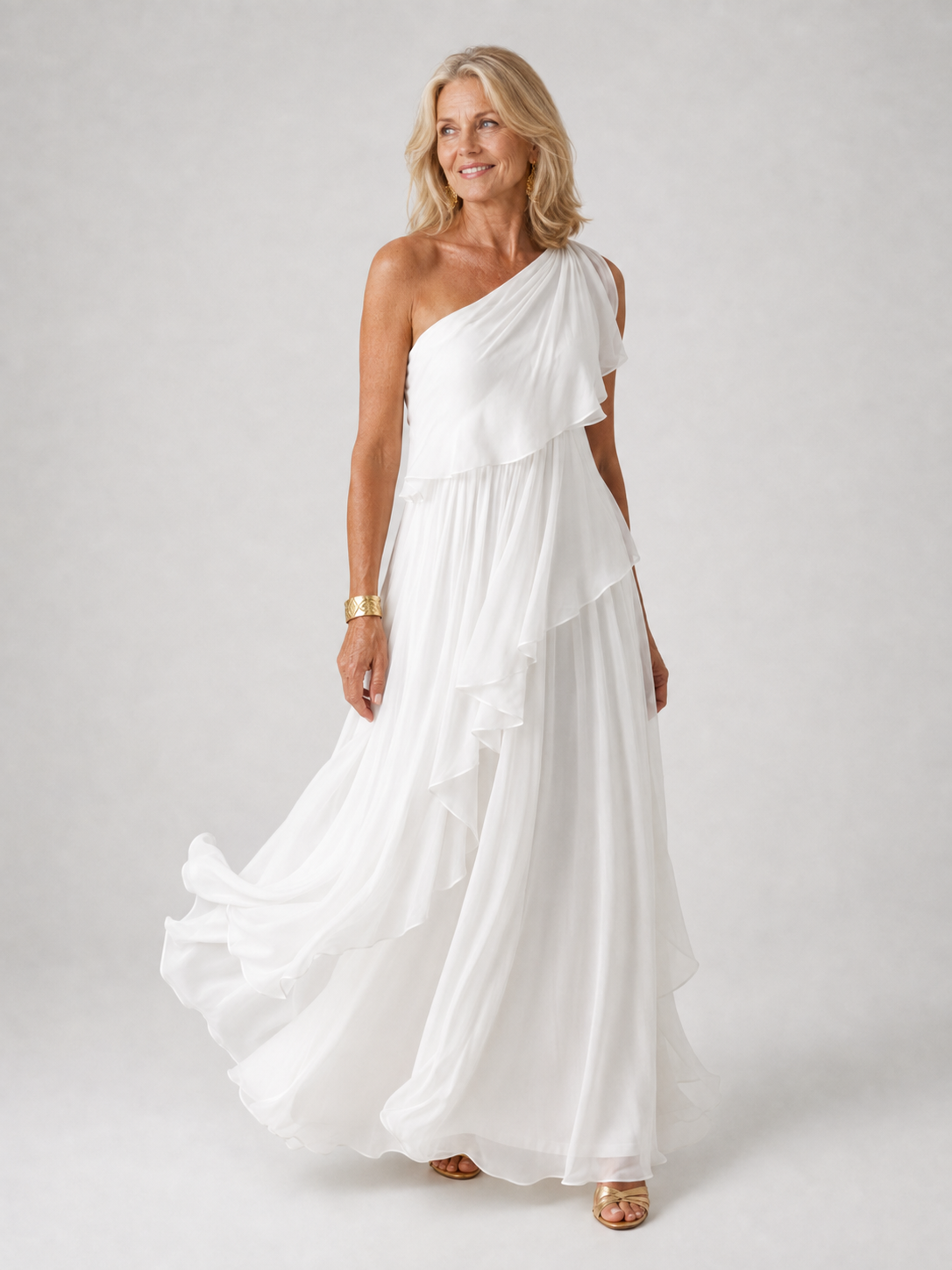 Jennifer | Vestido Largo de Mujer Asimétrico con Volantes
