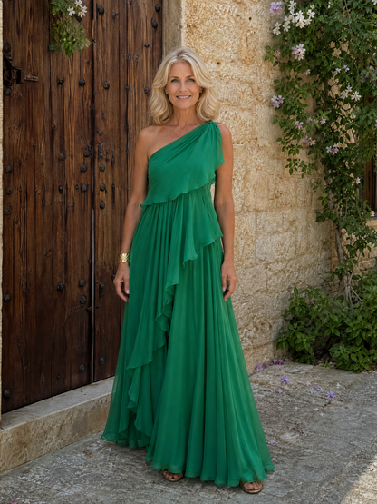 Jennifer | Vestido Largo de Mujer Asimétrico con Volantes