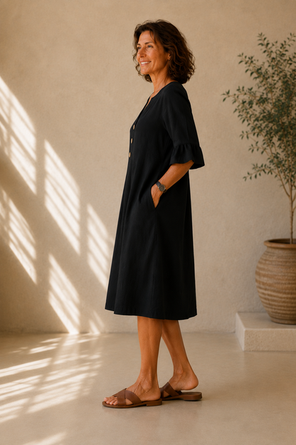 Isabel | Vestido con botones y corte fluido