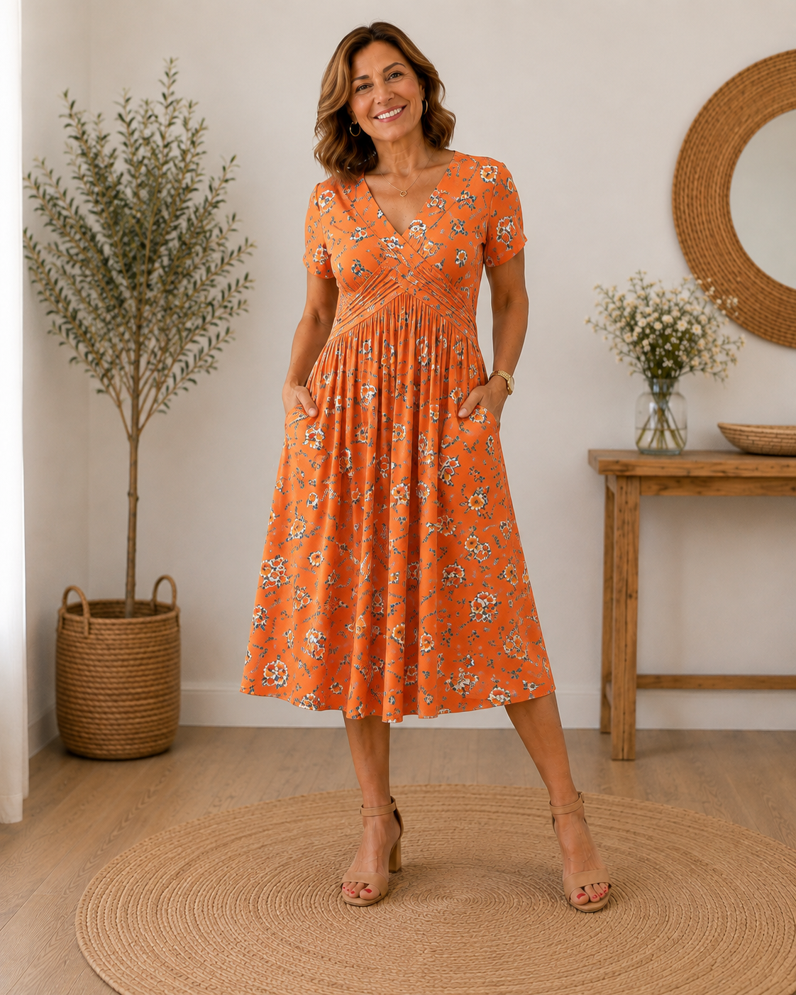 Florencia | Vestido con escote en V y estampado floral
