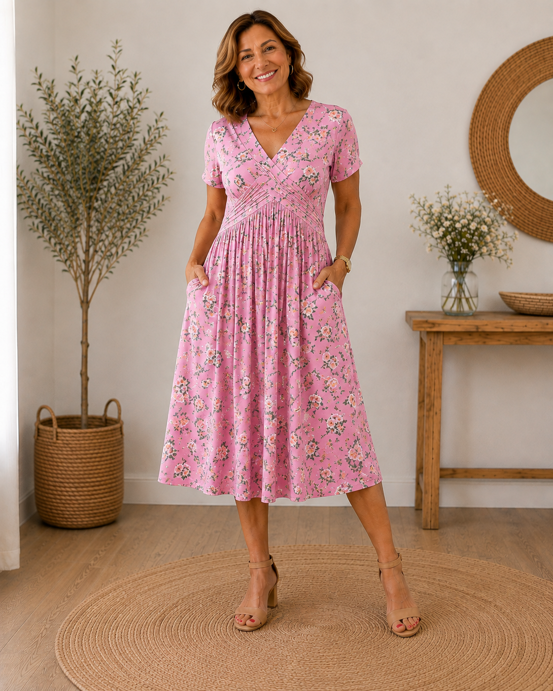 Florencia | Vestido con escote en V y estampado floral