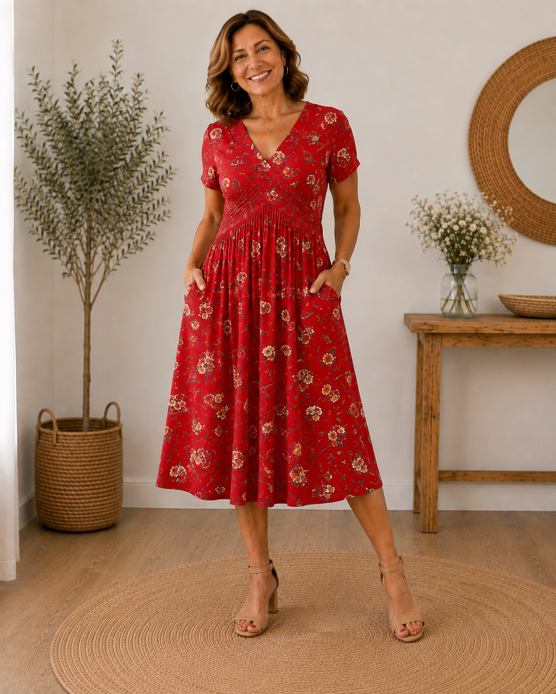 Florencia | Vestido con escote en V y estampado floral