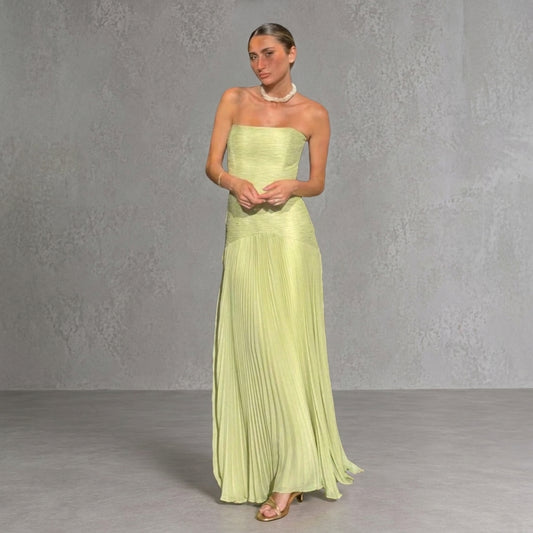 Cleopatra | Vestido Largo Plisado Palabra de Honor Mujer