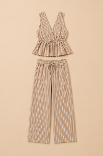 Alejandra | Conjunto Capri Rayas – Sand