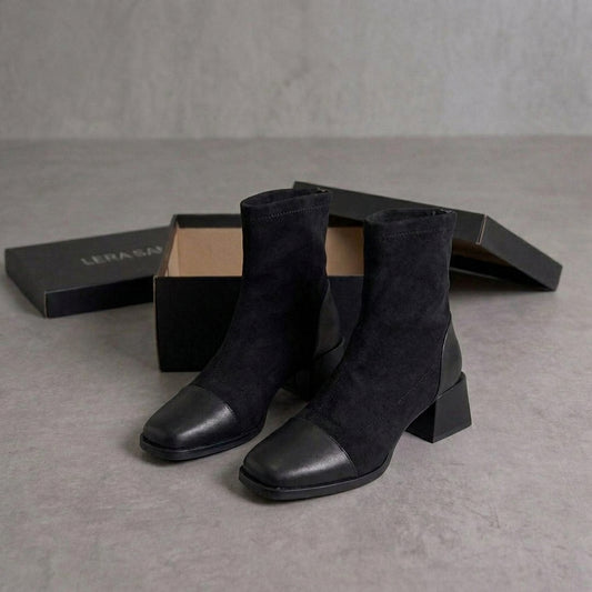 Aitana | Botines de Ante Mujer Negros Elegantes