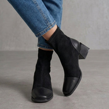 Aitana | Botines de Ante Mujer Negros Elegantes