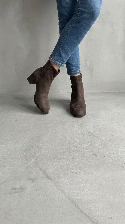 Clemence | Botines de Ante Mujer Marrón Elegantes