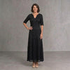 Ariadna | Vestido de Invitada Otoño con Encaje Floral Mujer Escote V Manga Larga