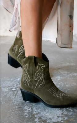 Iris | Botines Cortos de ante mujer verde