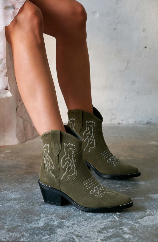Iris | Botines Cortos de ante mujer verde