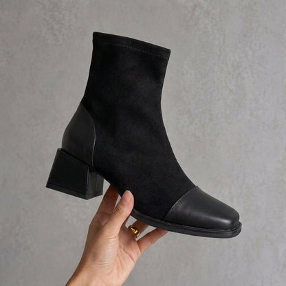 Aitana | Botines de Ante Mujer Negros Elegantes