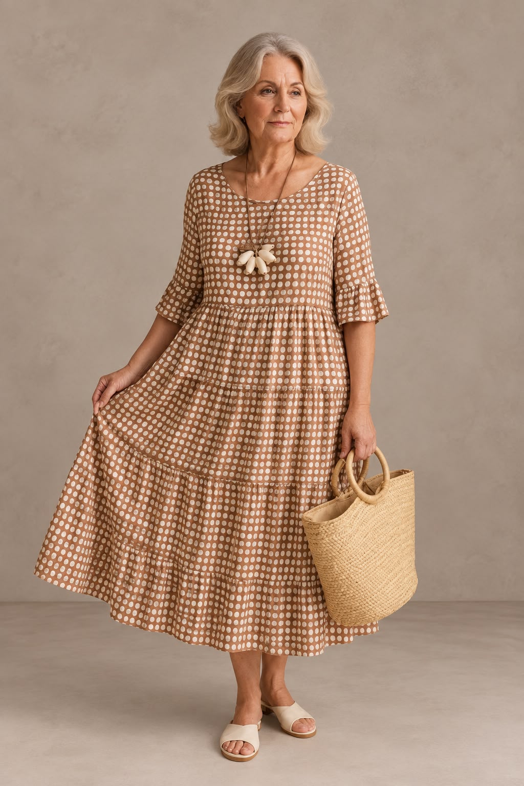 Rocío | Vestido Midi de Verano de Lunares con Volantes Mujer