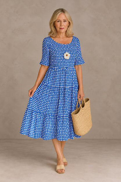 Rocío | Vestido Midi de Verano de Lunares con Volantes Mujer