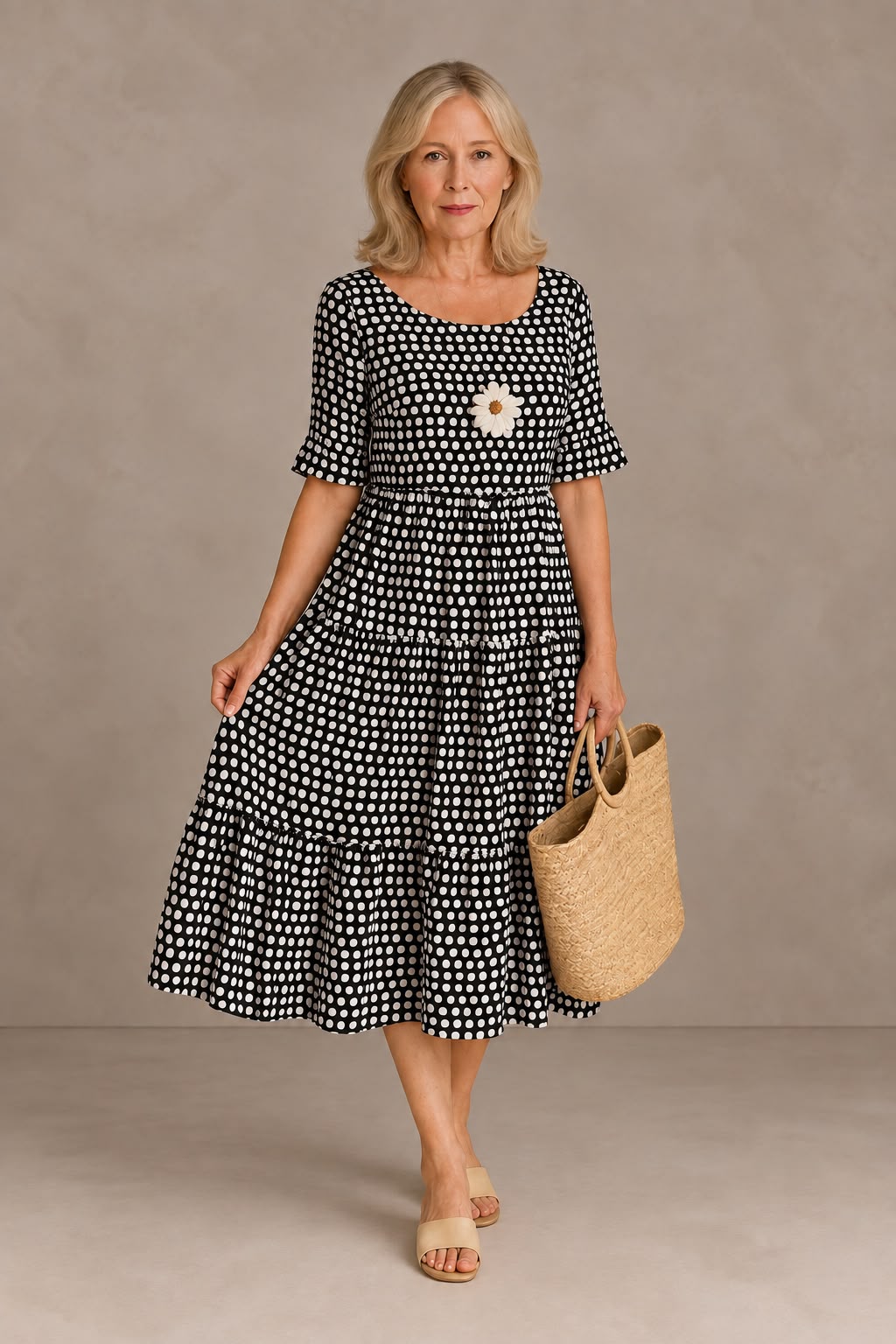 Rocío | Vestido Midi de Verano de Lunares con Volantes Mujer