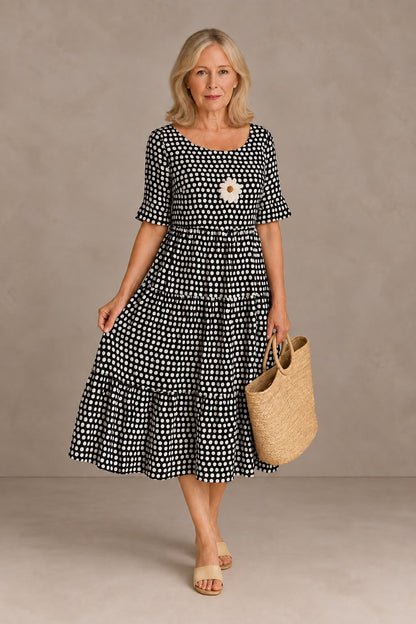 Rocío | Vestido Midi de Verano de Lunares con Volantes Mujer