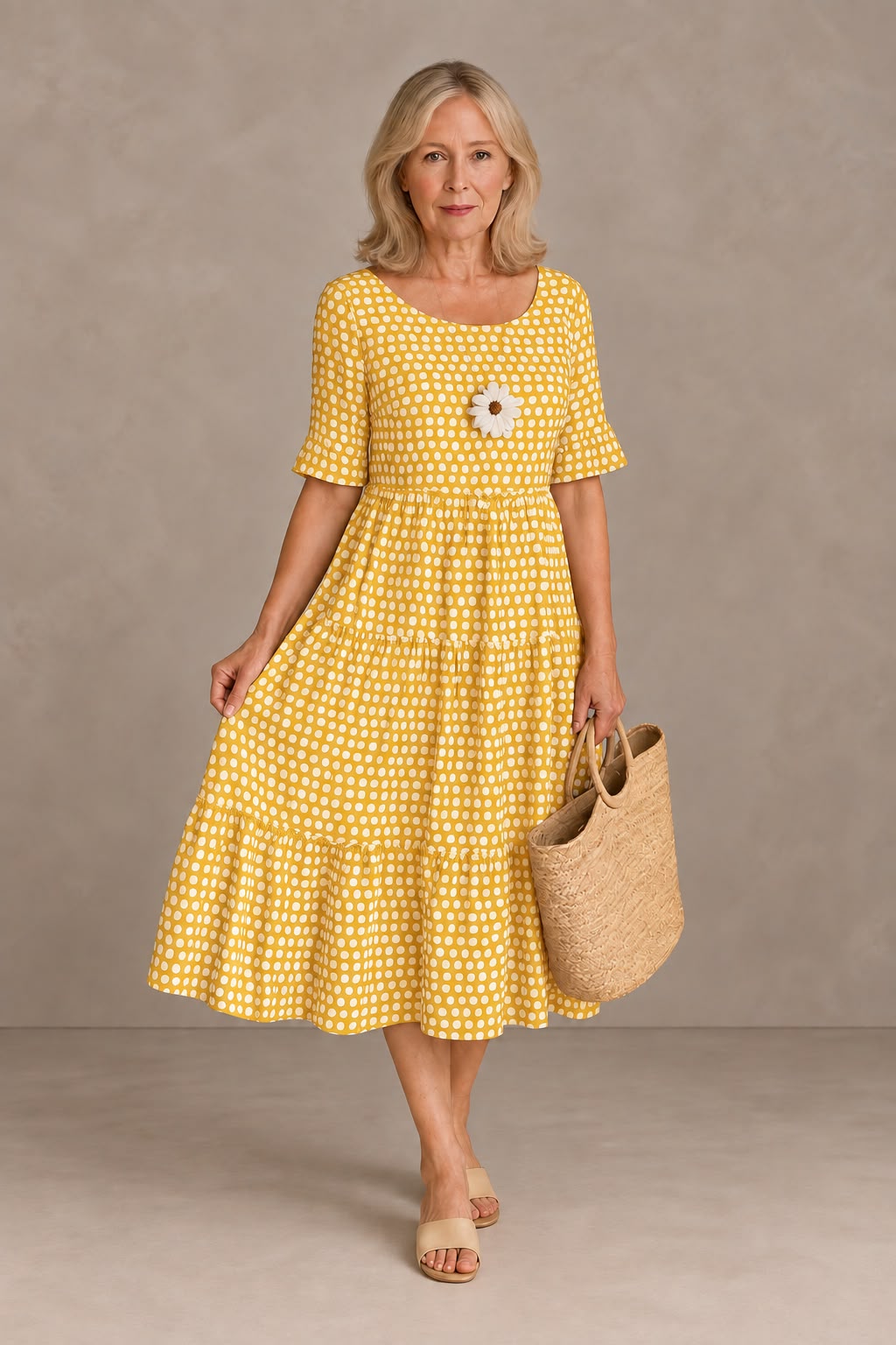 Rocío | Vestido Midi de Verano de Lunares con Volantes Mujer