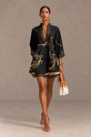 Selena | Mini Vestido Negro con Estampado Dorado