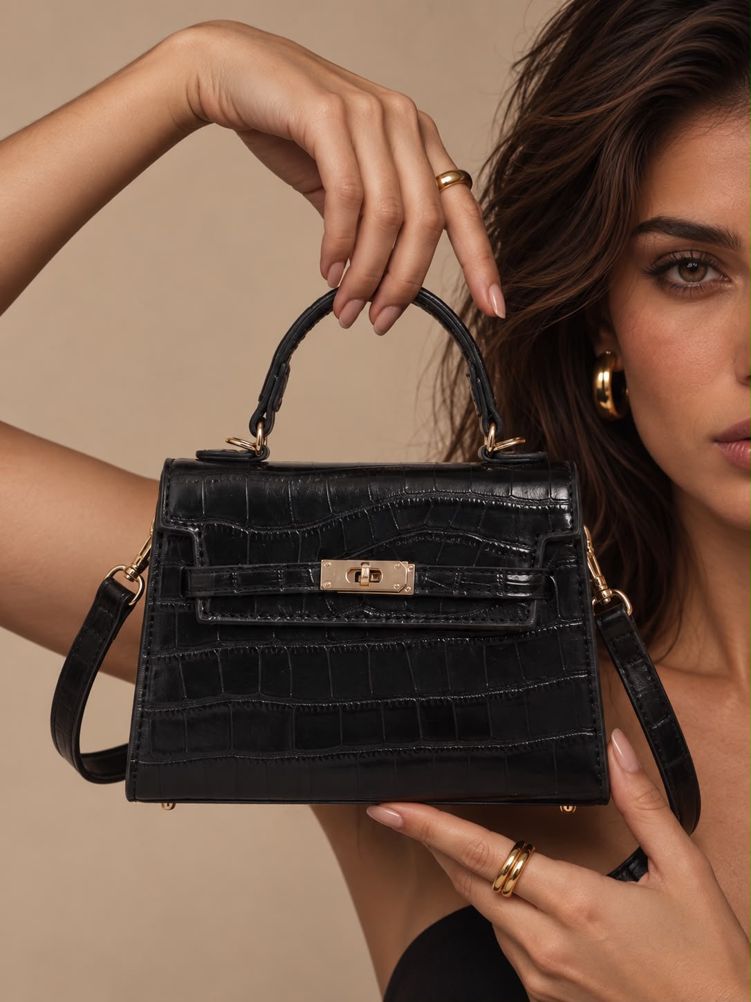 Milos | Mini Bolso Efecto Piel Mujer Negro