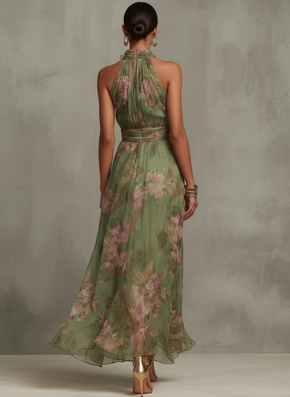 Maica | Vestido Largo de Mujer en Lino con Cuello Halter