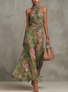 Maica | Vestido Largo de Mujer en Lino con Cuello Halter