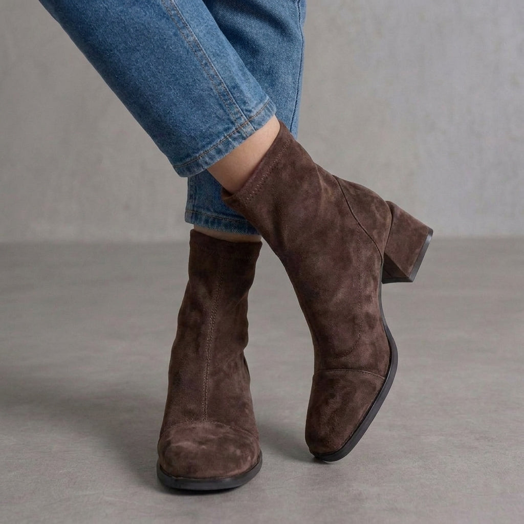 Naia | Botines de ante mujer marrón elegantes