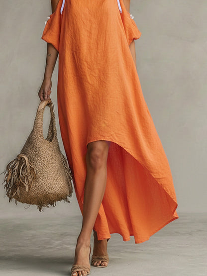 Luna | Vestido Largo Hombros Descubiertos Mujer Tirantes Lazo