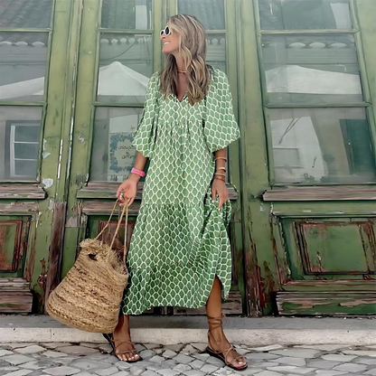 África | Vestido Largo de Lunares Mujer Manga Larga Vivacidad Retro Para Ocasiones Alegres