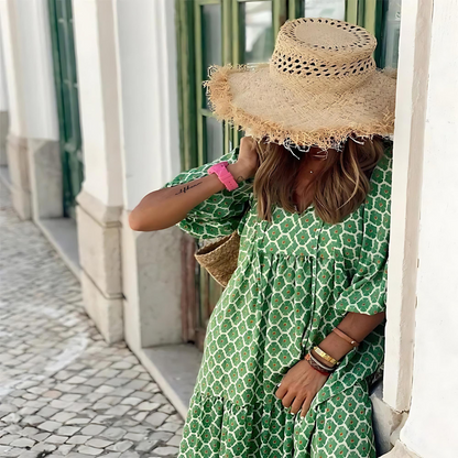 África | Vestido Largo de Lunares Mujer Manga Larga Vivacidad Retro Para Ocasiones Alegres