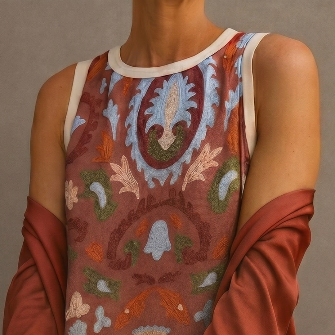Bella | Vestido Invitada Invierno Midi Estampado Mujer con Duster a Juego