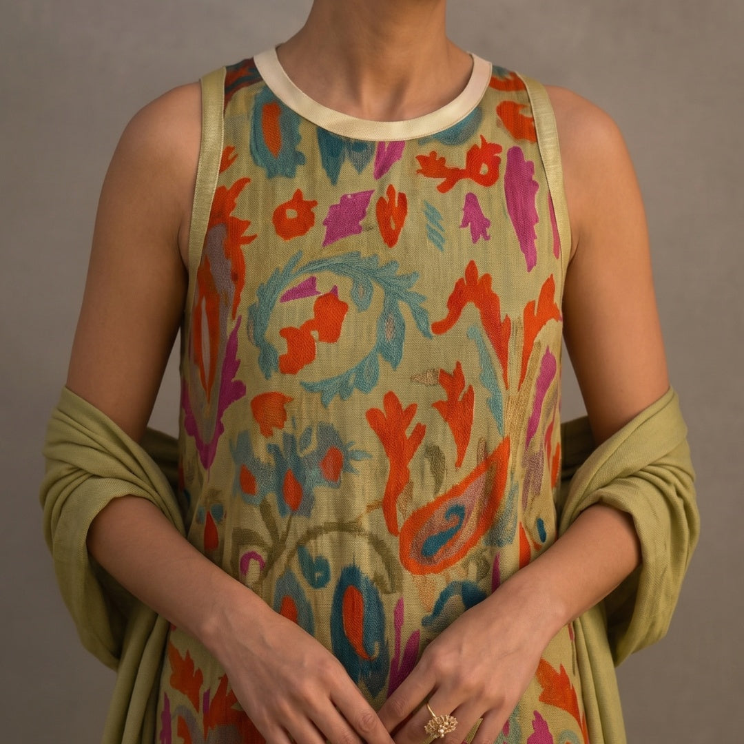 Bella | Vestido Invitada Invierno Midi Estampado Mujer con Duster a Juego