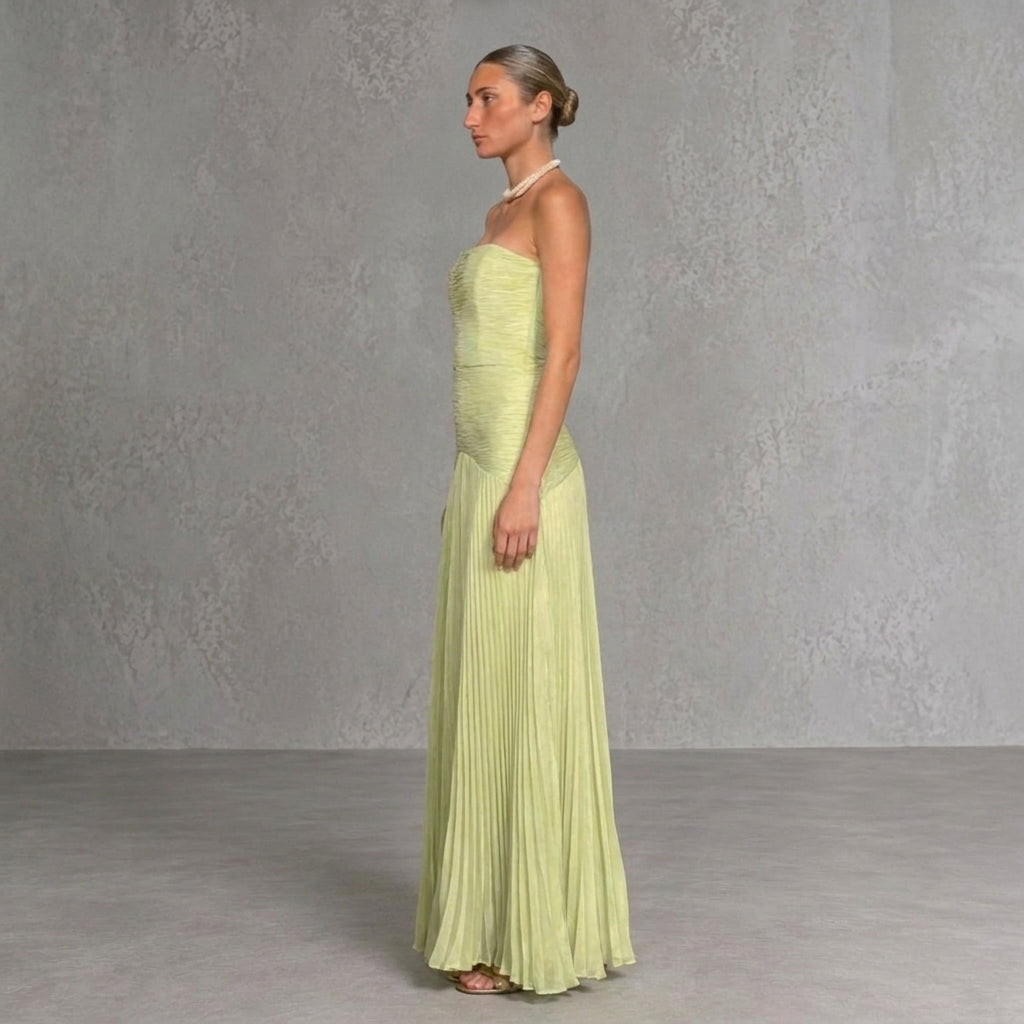 Cleopatra | Vestido Largo Plisado Palabra de Honor Mujer