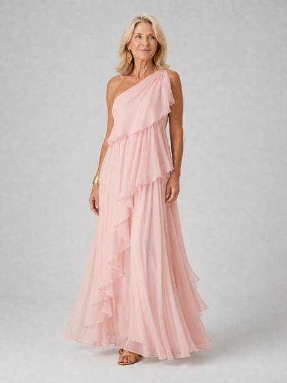Jennifer | Vestido Largo de Mujer Asimétrico con Volantes