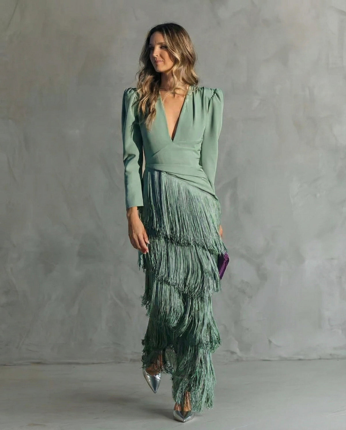 Beatriz | Vestido Midi de Mujer con Mangas de Flecos