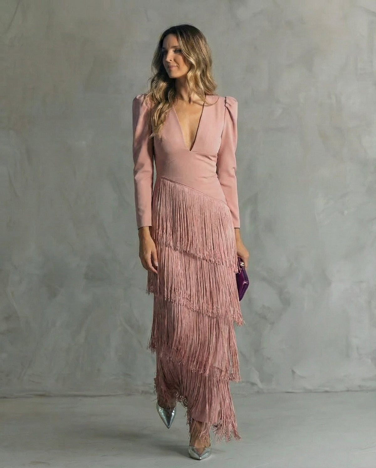 Beatriz | Vestido Midi de Mujer con Mangas de Flecos