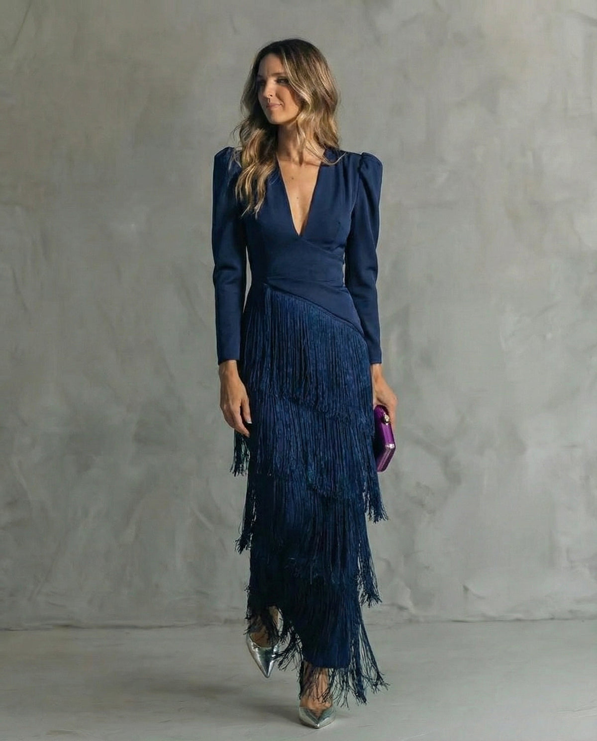 Beatriz | Vestido Midi de Mujer con Mangas de Flecos
