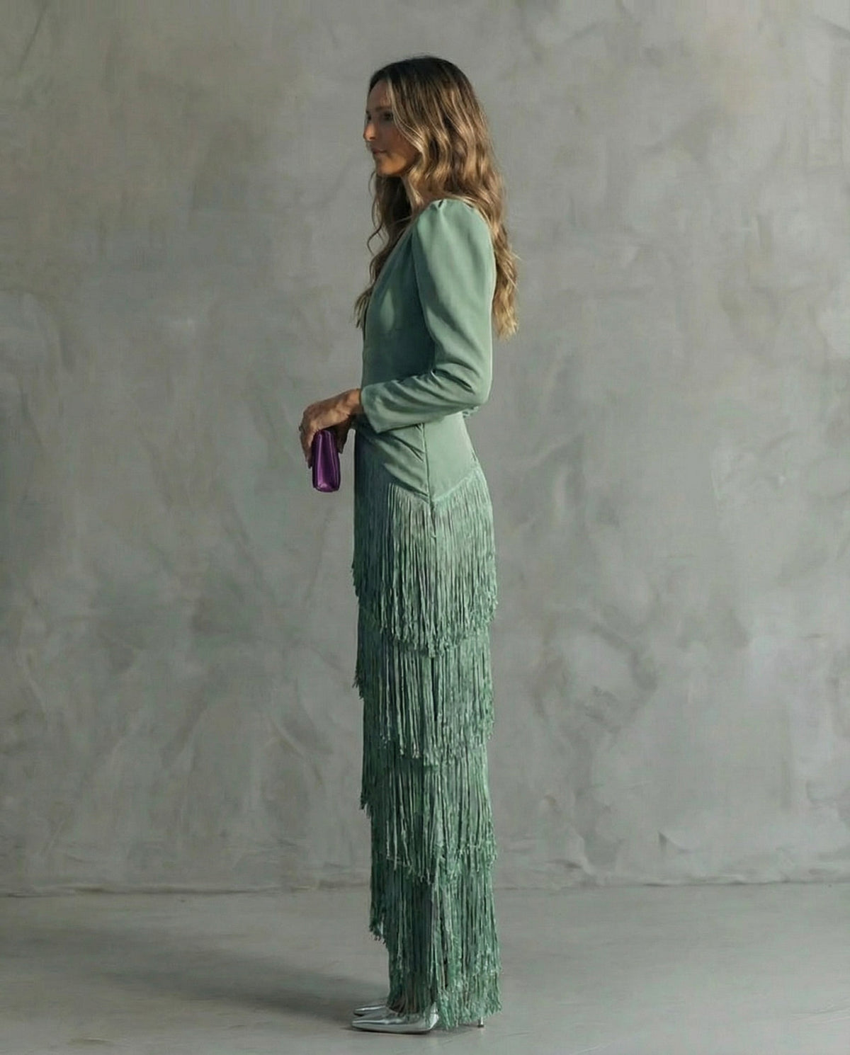 Beatriz | Vestido Midi de Mujer con Mangas de Flecos