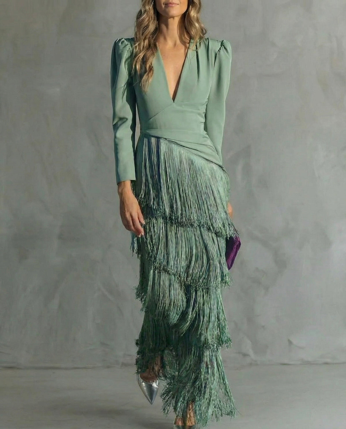 Beatriz | Vestido Midi de Mujer con Mangas de Flecos