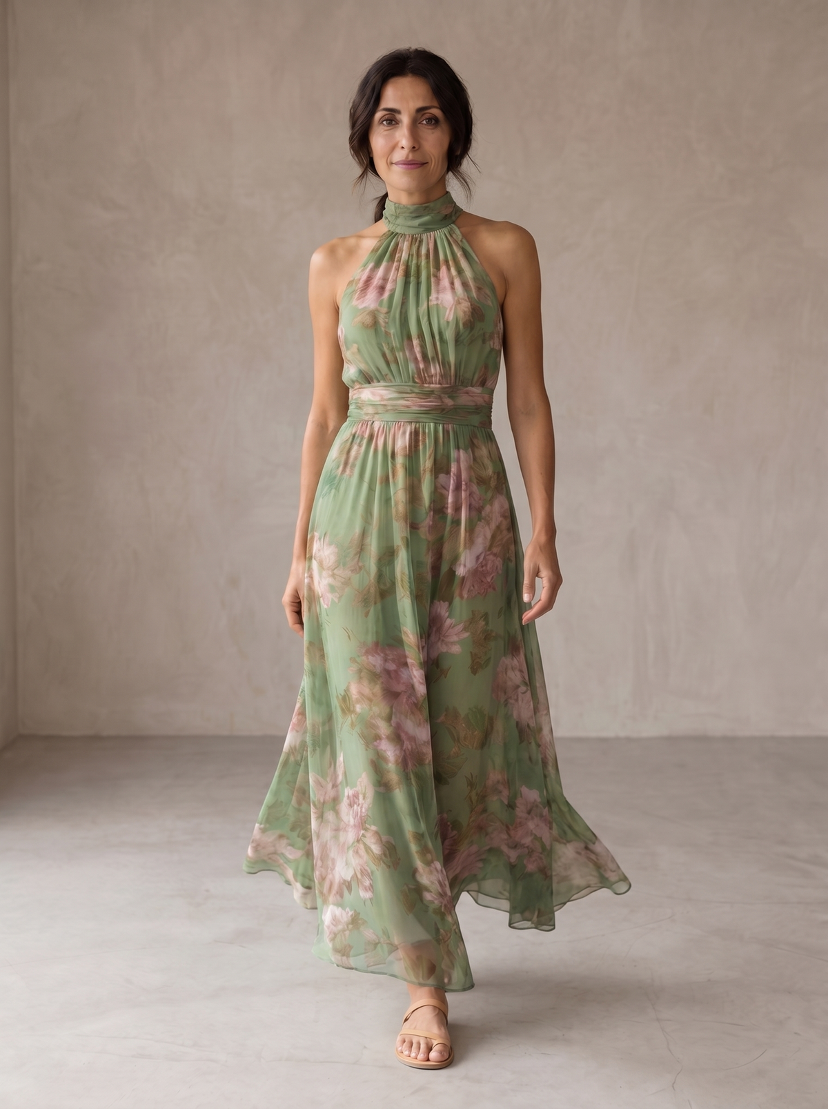 Maica | Vestido Largo de Mujer en Lino con Cuello Halter
