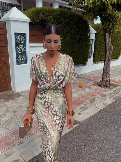 Fabiola | Vestido Midi de Mujer Estampado en Tono Cobre