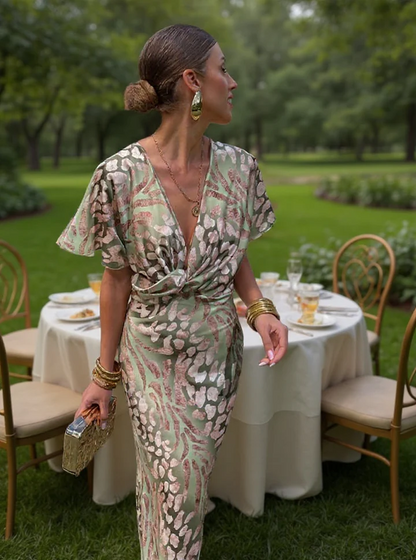 Fabiola | Vestido Midi de Mujer Estampado en Tono Cobre