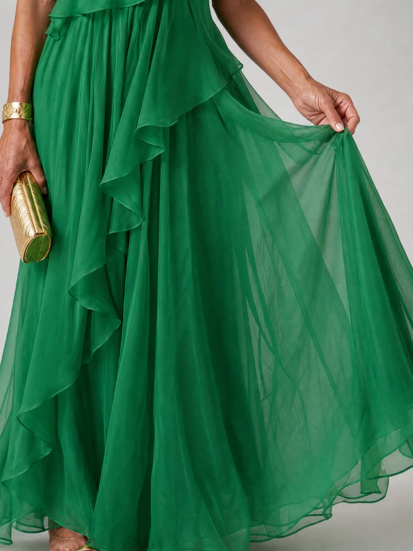 Jennifer | Vestido Largo de Mujer Asimétrico con Volantes