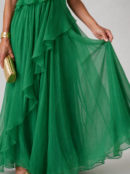 Jennifer | Vestido Largo de Mujer Asimétrico con Volantes
