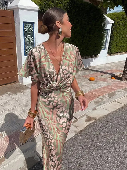 Fabiola | Vestido Midi de Mujer Estampado en Tono Cobre