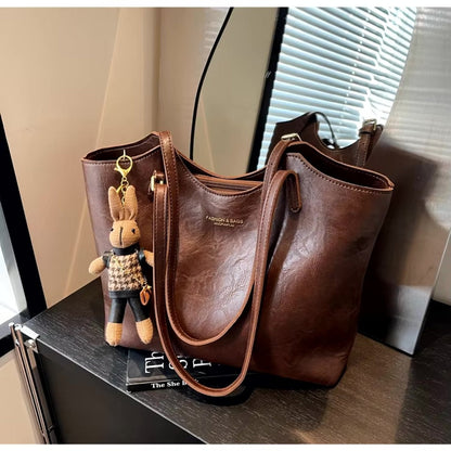 Santorini | Tote Bag de Cuero Vegano Mujer Grande con Colgante