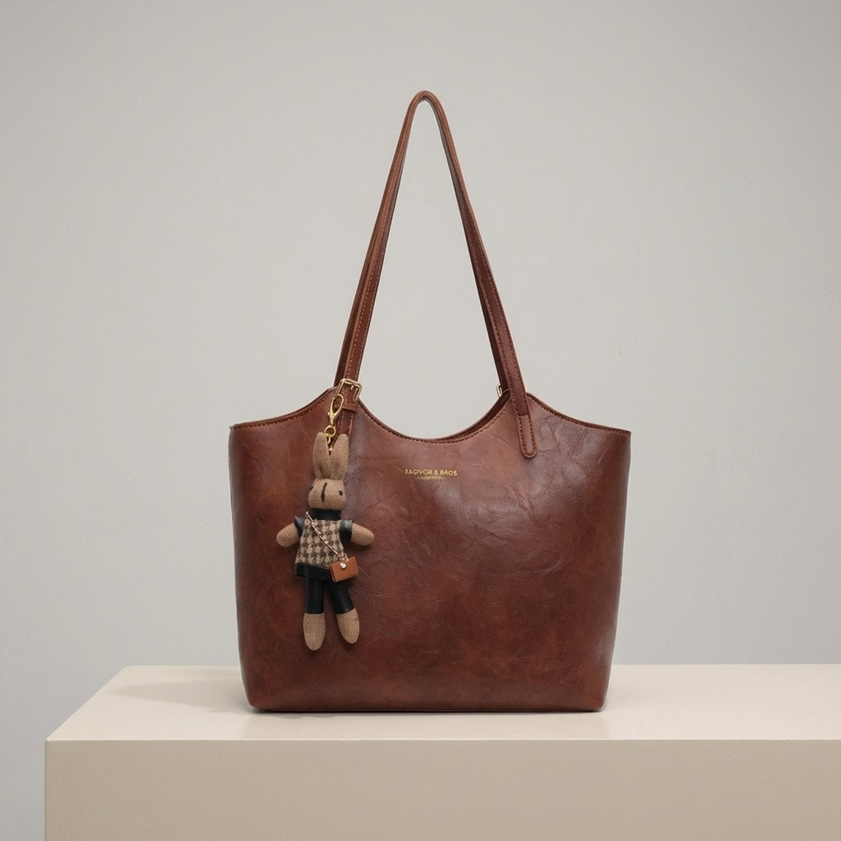 Santorini | Tote Bag de Cuero Vegano Mujer Grande con Colgante